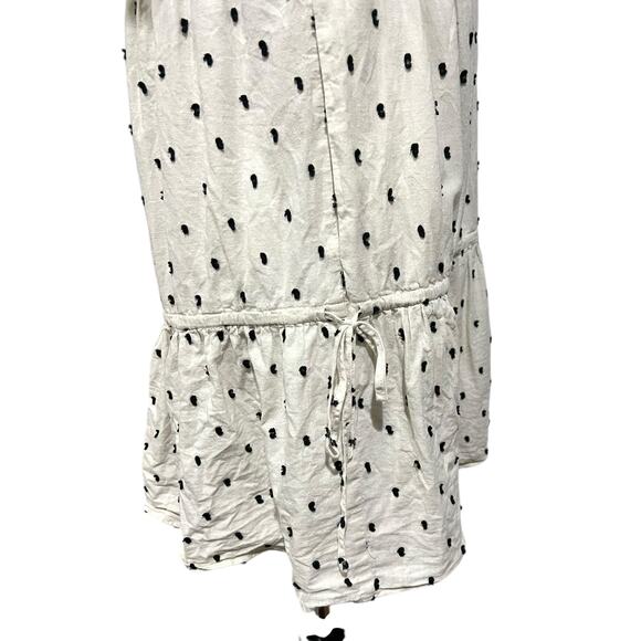 Madewell Lorelei Linen Blend Mini Dress Tiered Cream Cotton Clip Dot size M - Picture 11 of 14